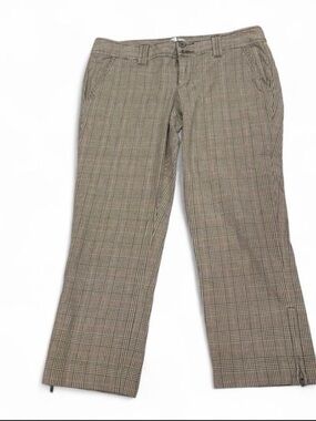 Aeropostale Women's Plaid Capris in Brown,cream, and pink